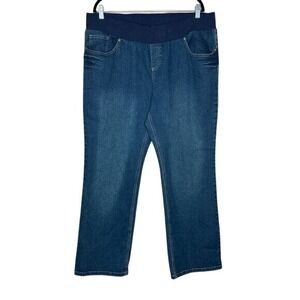 Maternity by Attitude Unknown Blue Bootcut Jeans‎ XL Over Belly Stretch Denim